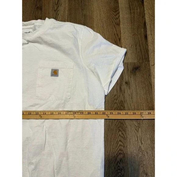 Carhartt Boys XL 16-18 White Loose Fit Short Sleeve Pocket T-Shirt Logo - Picture 8 of 10
